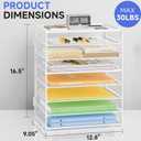 8 Tier Paper Organizer with Handle, Metal Mesh Desk File Organizer, Large Capacity Desk Organizers Paper Letter Tray Desktop Document Sorter for Office, Home or School - White