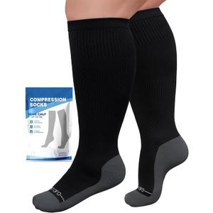 Plus Size Compression Socks 20-30mmHg Wide Calf with Seamless Toe, Graduated Support Stockings for Women Men, for Nurses Pregnancy Edema Flying Travel Circulation Relief, 4XL