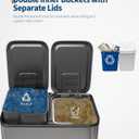 Garvee Trash Can, 2 x 4 gal (2 x 15 L) Garbage Can for Kitchen Dual Compartment Recycling Kitchen Step Trash Bin, Stainless Steel Trash and Recycle Bin Combo with Soft-Close Lid,Silver