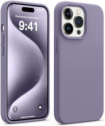 AOTESIER Shockproof for iPhone 15 Pro Case, [Food Grade Silicone] Phone Case [Military Drop Protection] with Soft Anti-Scratch Microfiber Lining, 6.1 inch, Dusk Lilac