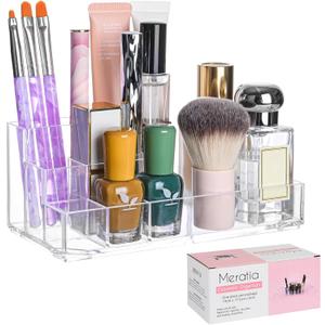 Clear Acrylic Makeup Organizer, 8 Compartments, Cosmetic Storage Display for Lipstick, Nail Polish, Beauty Supplies (clear 8 compartment)
