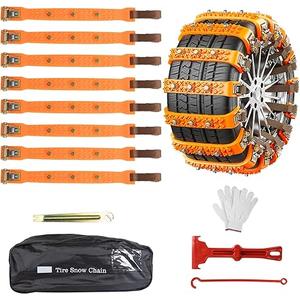 Fohil 8 Pack Snow Chains, Adjustable Portable Tire Chains for Car Truck SUV, Universal Thickened Emergency Snow Tyre Chains (Tire Width 245-285mm)