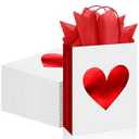 Teling 24 Pack Valentine's Day Gift Bags with Tissue Paper Red Foil Heart Goodie Bags with Handles for Valentine Gifts Giving Wrapping Anniversary Couple Dating, 9 x 7 x 3.15 Inch (White, Red)