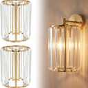 Teenyyou 2 Pcs Crystal Lamp Shade Modern Medium Ceiling Light Cover E26/e27 Base 1.65" Top x 5.1" Dia. x 5.9" H Chandelier Lampshade Replacement for Dining Room Living Room Wall Sconce Pendant Light