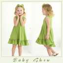 YOUNGER TREE Toddler Girl Summer Sundress Sleeveless Casual Dress Ruffle Hem Cotton Solid Outfits with Bowknot (Green)