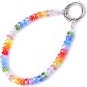 Crystal Phone Wrist Strap Phone Charm Chain Keychain Beaded Cellphone Lanyard with Tether Tab Hands-Free Wristlet Bracelet Wrist Grip Strap for Women, W-Colorful (butterfly)