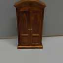 1:12 Miniature Doll Armoire, Brown Wooden Vintage Double Door Doll Wardrobe Closet, Doll House Accessories and Furniture for Clothes 3.26 * 1.49 * 6.25 inches