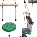Disc Swing for Kids with Monkey Bars, Replacement Swing for Swing Set for Backyard/Tree/Zipline,Green Disk Swing Seat with 5ft Adjustable Rope, Carabiner and 22in Strap