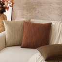 Foindtower Set of 2 Decorative Textured Burlap Linen Throw Pillow Covers Farmhouse Boho Cushion Cover Solid Accent Pillowcase for Couch Sofa Bed Living Room Home Decor, 2222 Inch,Dark Rust Brown (Umber)