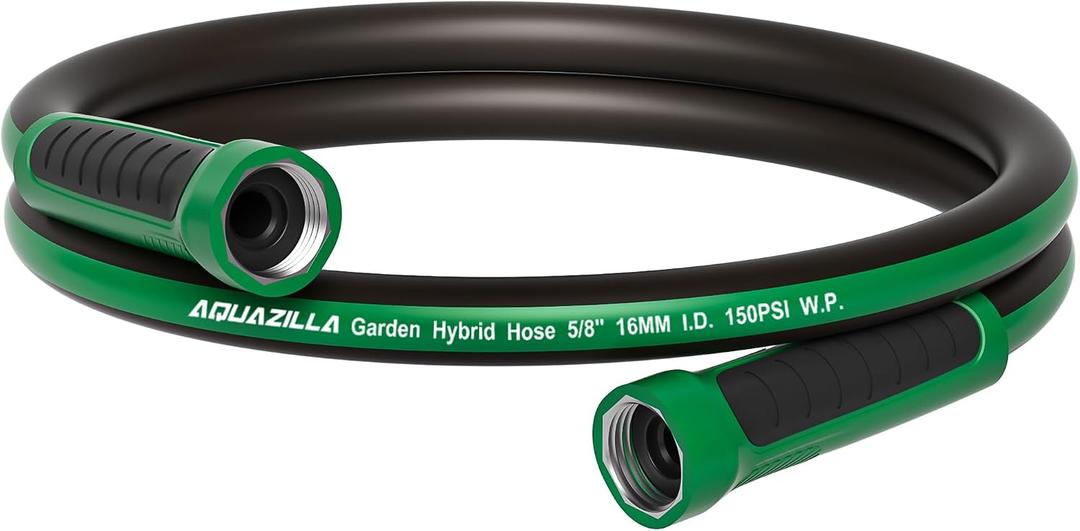 Garden Lead-in Hose 6ft x 5/8" Leader Hose with Female/Female 3/4" Fittings, Leak-Free/Rust-Proof Aluminum Connectors, Short Water Hose for Hose Reel Connecting.