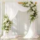 Ivory Wedding Arch Draping Fabric 4 Panels 30'' x 18FT Sheer Chiffon Arch Drapery for Bridal Shower Backdrop Outdoor Party Arches Church Ceremony Decoration
