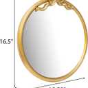 15.75" Gold Bow Decorative Round Mirror, Metal Frame Hanging Circle Mirror, Wall Mounted for Entryway, Bathroom, Vanity, Living Room