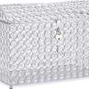 ELLDOO Crystal Wedding Card Box with Heart Lock, Money Card Box Treasure Chest Style Silver Gift for Wedding Receptions, Centerpiece Decor, Anniversary, Keepsake, Gift Display Box