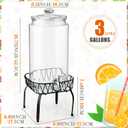 Honeydak 1 Pack 3 Gallon Glass Beverage Dispenser with Stand and Spigot Leakproof Glass Drink Beverage Storage Lemonade Juice Jar Mason Jar Dispenser with Lids for Valentine's Wedding Parties Kitchen