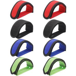 4 Pairs Bike Pedal Straps Kids Bicycle Feet Straps Adjustable Cycling Adhesive Pedal Toe Clip Belt for Fixed Gear Bike Red Green Black Blue