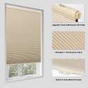 Tonature No Drill Cellular Shades for Indoor Windows, Thermal Insulating & Noise Reducing Honeycomb Blinds, Free Stop Cordless Blackout Shades, White,39 1/2" W x 48" H