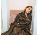 YOUR MOON 100% Pure Merino Wool Queen Size, Australian Organic Natural Wool Blanket, Hypoallergenic Wool Blanket for Bed, Medium Weight(Plaid Brown, 90 * 90)