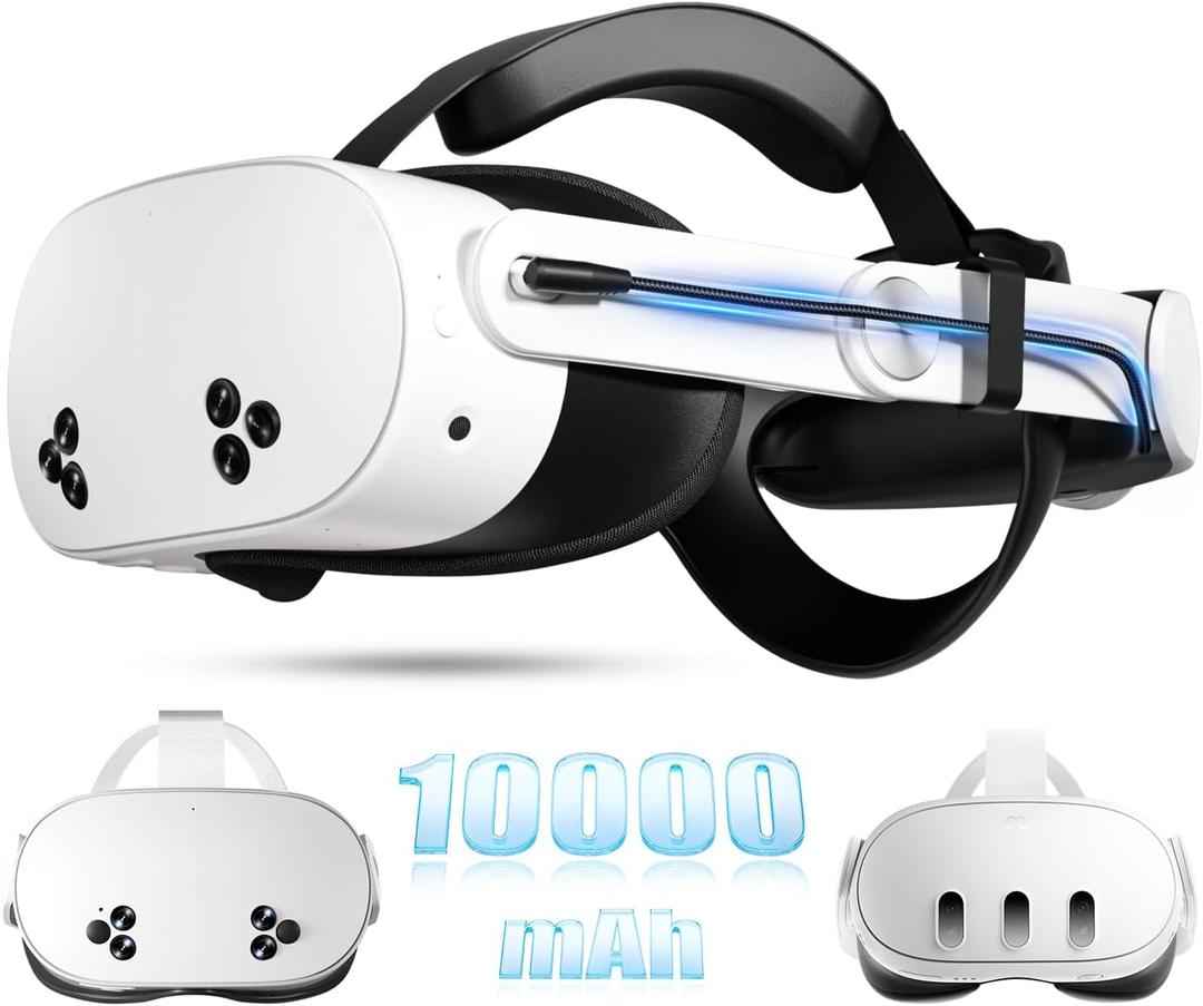 10000mAh Battery Head Strap for Meta Quest 3/3S - Elite Strap with Battery Pack Accessories Fast Charger to Extend Quest 3/3S 2-4H Playtime - VR Stocking Stuffers for Men - Mens Stocking Stuffers