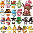 42 Pcs Interchangeable Christmas Highland Cow Decor Holiday Highland Cow Gifts Seasonal Sign Farmhouse Rustic Wood Welcome Ornament Tiered Tray Decoration Desk Accessories for Home Office