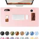 YSAGi Leather Desk Protector, Office Mat, Large Mouse Mat, Non-Slip PU Leather Blotter, Laptop Pad, Waterproof Writing Pad for Office and Home (Light Pink, 23.6" x 13.8")