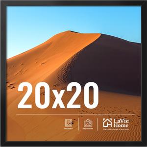 LaVie Home 20x20 Picture Frame for Wall Display, 20x20 Black Picture Frame with HD Plexiglas, 20 x 20 Square Frame Pack of 1 , Display Frame for Vertical or Horizontal, Classic Collection