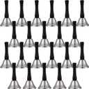24 Pieces Hand Bells Steel Service Handbells Black Wooden Handle Diatonic Metal Bells Musical Percussion (Silver) (Nickel White)