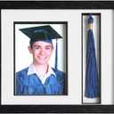 Endea Graduation Picture Frame and Tassel Holder 11.2"x10" with Shatter-Resistant Glass (Black)