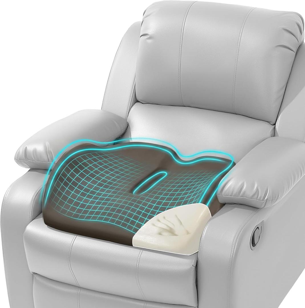 ROYALAY Ergonomic Recliner Cushions for Elderly, Memory Foam Recliner Cushions for Long Sitting, Chair Seat Pad for Back Pain with Detachable Cover(Brown)