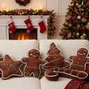 Beeveer 5 Pcs Brown Christmas Throw Pillows Gingerbread Christmas Tree Snowflake Peppermint Shaped Pillows Stuffed Decoration for Home Xmas Winter Holiday Bed Sofa Couch Party