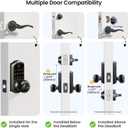 Veise VE018 Smart Knob Handle Lock - Fingerprint, App Control, Keyless Entry for Front Door and Bedroom, Electronic Digital Keypad, Auto Lock, Remote Access Sharing, IP55 Weatherproof, Matte Black