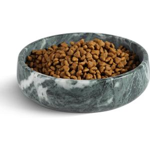 Karibiber Green Marble Dog Bowl, 6lbs Non-Slip, Non-Tipping Heavy Dogs Food Bowl, Large Dog Dish, Weighted Food and Water Bowls for Large Dogs, Natural Marble, Easy to Clean, Holds 6 Cups