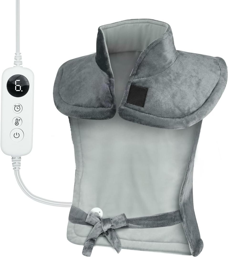 Heating Pad for Back Pain Relief 24''  33'' Weighted Heating Pad for Neck and Shoulder Cramps 6 Heat Settings 6 Timers Auto Off Birthday Gifts for Women Men Mom Dad ETL Certified Gray