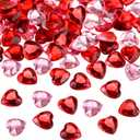 CHENGU Valentines Day Acrylic Heart 3D Acrylic Heart Rhinestones Flat Red and Back Galentines Day Decorations Wedding Table Scatter Decoration for DIY Crafts Jewelry Making, 0.5 Inch
