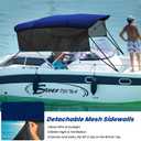 KAKIT 3 4 Bow Bimini Tops with Mesh Sidewalls Support Poles for Boats Marine Grade Canvas Top Includes 2 Straps Storage Boot 1 Inch Aluminum Frame