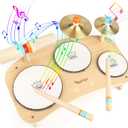 Kids Drum Set for Toddlers 3+, 8 in 1 Montessori Musical Instruments - Wooden Musical Toys for Baby Easter Christmas Birthday Gifts for Preschool Learning Music for Boys Girls Age 3 4 5 6