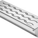 Skyflame Stainless Steel Smoker Box for Wood/Smoking Chips, Universal Barbecue Meat Smoking with Large Wavy Vent and Hinged Lid, Compact Size for Gas BBQ Grill Smoky Grilling, V-Shape