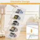 Amllas 2 Pack Stackable Hat Organizer for Baseball Caps, Large Clear Hat Holder with Sliding Drawer, Hat Storage Box with Door, Baseball Cap Organizer