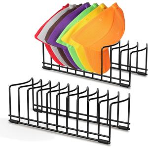 2 Pack Hat Stand for Baseball Caps, Ginyoyo No Install Hat Organizer for 20 Baseball Caps, Tabletop Hat Rack Stand with Anti-slip Pads, Hat Holder Hat Display for Closet, Desktop, Dresser,Office-Black (Large 0.86")