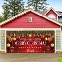 Newwiee Christmas Garage Door Decorations Cover Banner 6 x 13 ft Garage Door Christmas Decorations Merry Christmas Happy New Year 2025 Large Garage Backdrop for Xmas Eve Holiday Outdoor Wall Decor