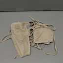 ZAFUL Triangle Bikini Sets for Women Sexy Tie Side Halter String O Ring Textured Two Piece Swimwear Bathing Suit (Medium, 2-Beige)