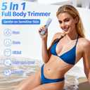Bikini Trimmer for Women,5-in-1 Electric Razors for Women,IPX7 Waterproof Trimmer with 5 Replaceable Blade HeadsBlue