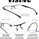 Viseng Progressive Multifocus Reading Glasses - TR90 Temples Blue Light Blocking & Anti UV, Half Frame Multifocal Eyeglasses (Black &Black)