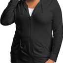 JUST MY SIZE Women’s Slub-Cotton Full-Zip Lightweight Hoodie – 24 Black, 3X (US Plus Size)