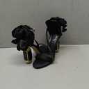 FSJ Women Open Toe Stylish Sandal Ankle Strap Chunky Block High Thick Heels Wedding Party Ballroom Prom Shoes  (7, Black Flower)