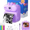 Instant Print Camera for Kids: Gleeglee 1080P Kids Camera Instant Print - 32G SD Card - Lanyard - Christmas Birthday Gifts for Girls Boys - Portable Toy for 3 4 5 6 7 8 9 10 Years Old, Purple Rabbit