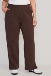 Old Navy Dynamic Fleece Wide-Leg Trouser Pants Womens (Brown, Medium)