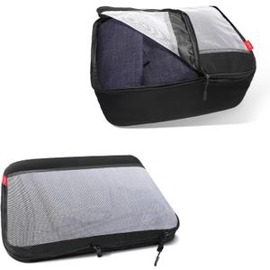 Compression Packing Cube for Travel Essentials,1 Pack Compressible Mesh Packing Cubes for Carry on Suitcase 20 inch,Lightweight & Expandable Luggage Organizers by U+U(Large,Black)
