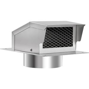 6 Inch Stainless Steel Roof Vent Cap,Bathroom Exhaust Roof Vent for Dryer,Removable Roof Vent,Galvanized Steel for Ventilation System with Damper, Silver (6 in)