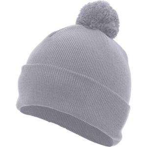 Pacific Headwear Knit Fold pom Beanie (One Size, Silver)