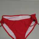 Colloyes Women's Drawstring Bikini Bottoms Full Coverage Low Waisted Swim Bottom (S, Dark Red)